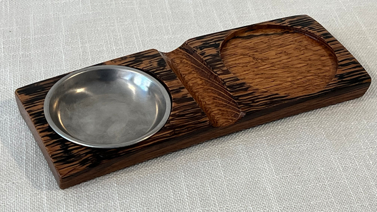 Bourbon Barrel Cigar Rest with Ashtray and Coaster / Whiskey Barrel Ashtray