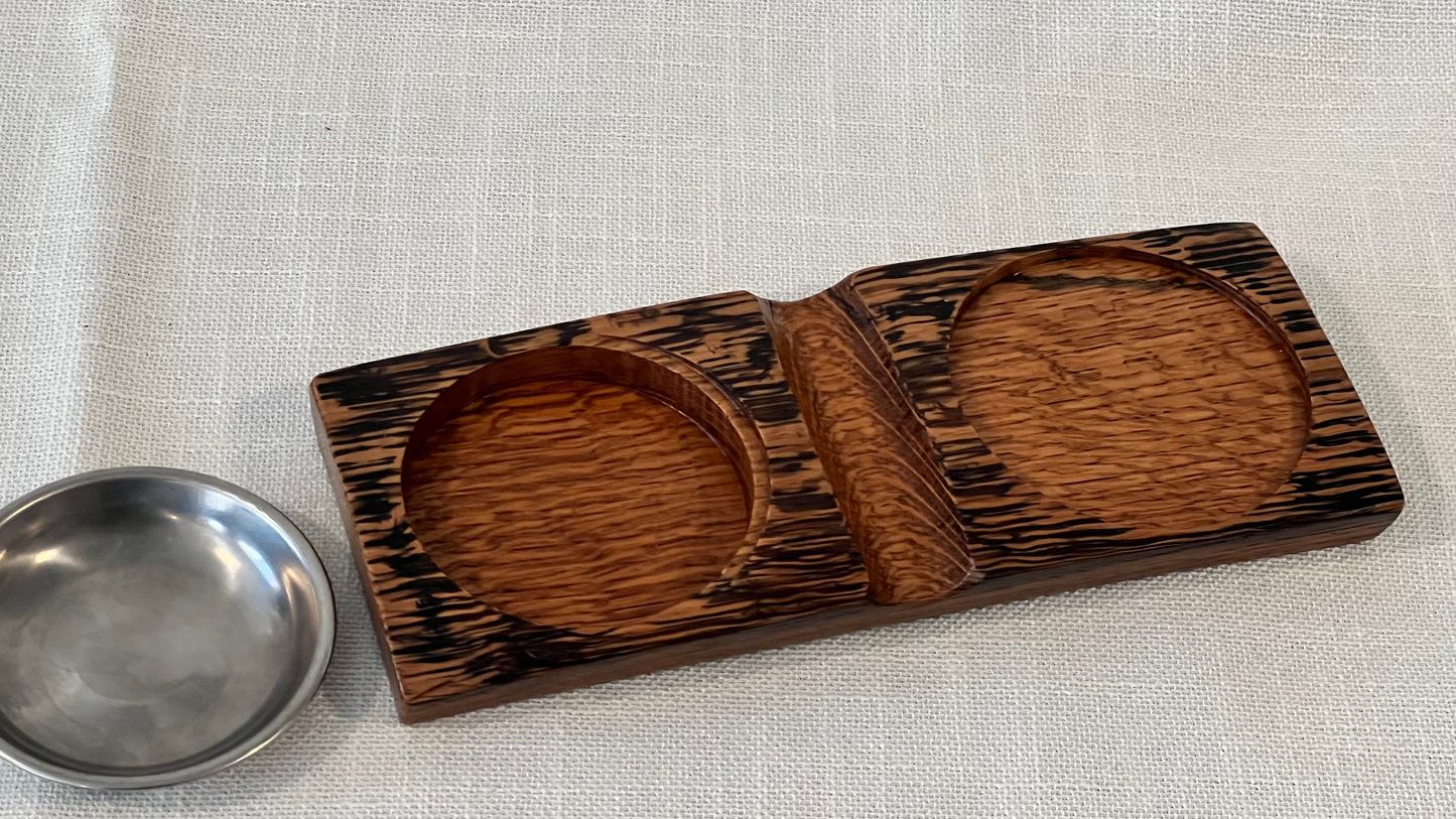 Bourbon Barrel Cigar Rest with Ashtray and Coaster / Whiskey Barrel Ashtray