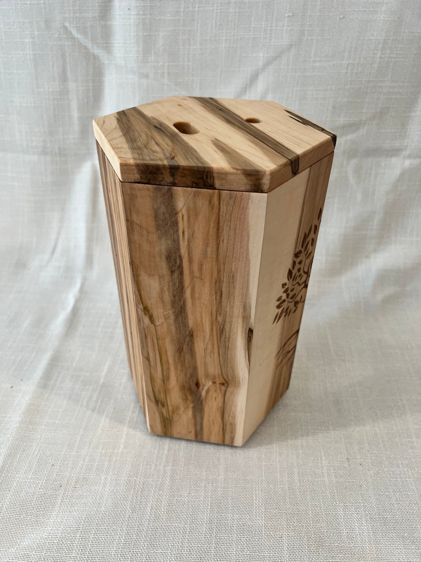 Hand-Made Ambrosia Maple Rotating Magnetic Knife Block, Custom Butterflies