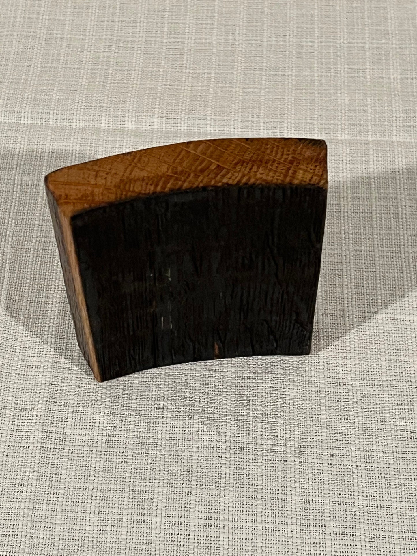 Bourbon Barrel Stave Coasters, back side, charred side