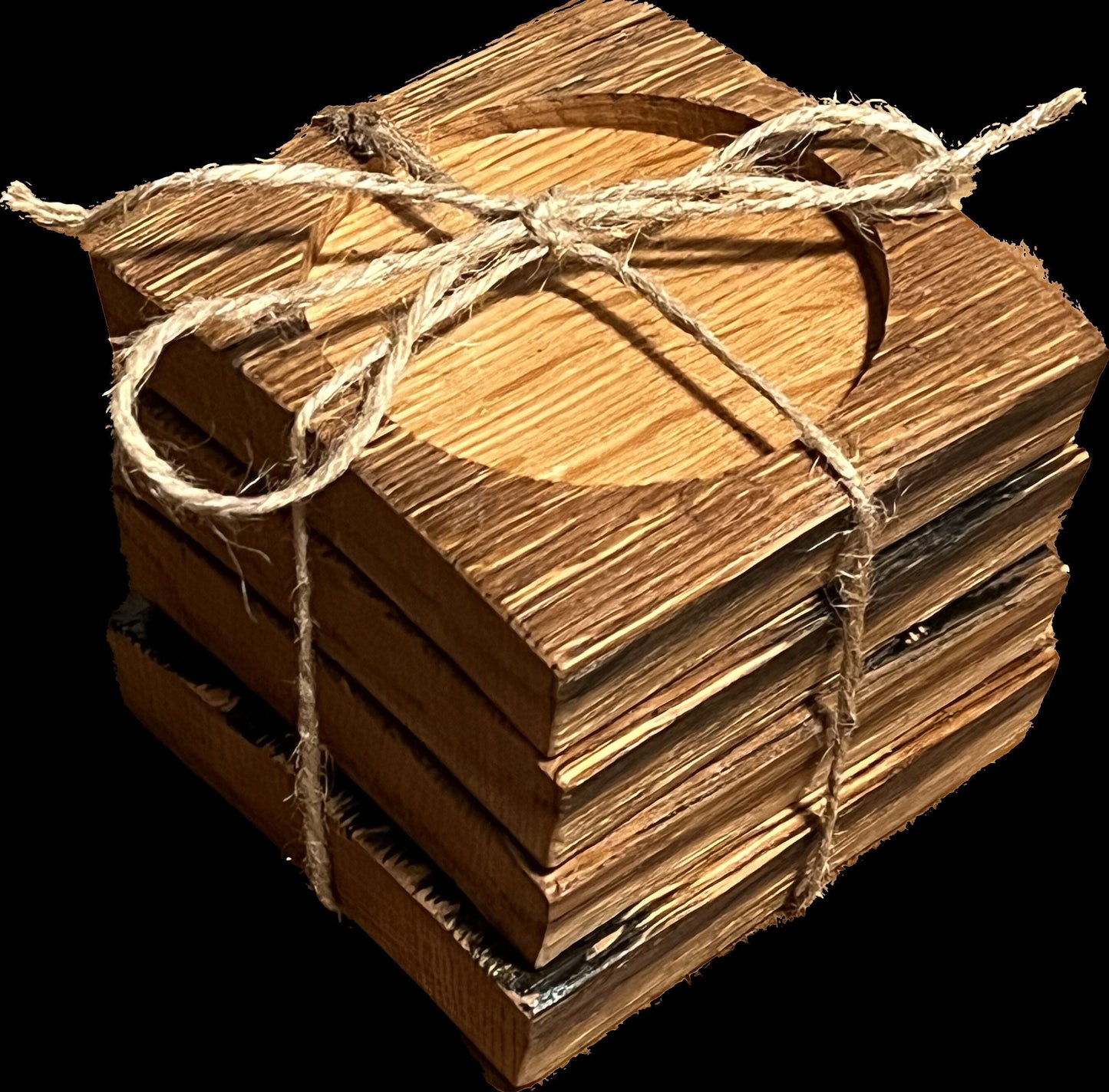 Bourbon Barrel Stave Coasters, set of 4 coasters