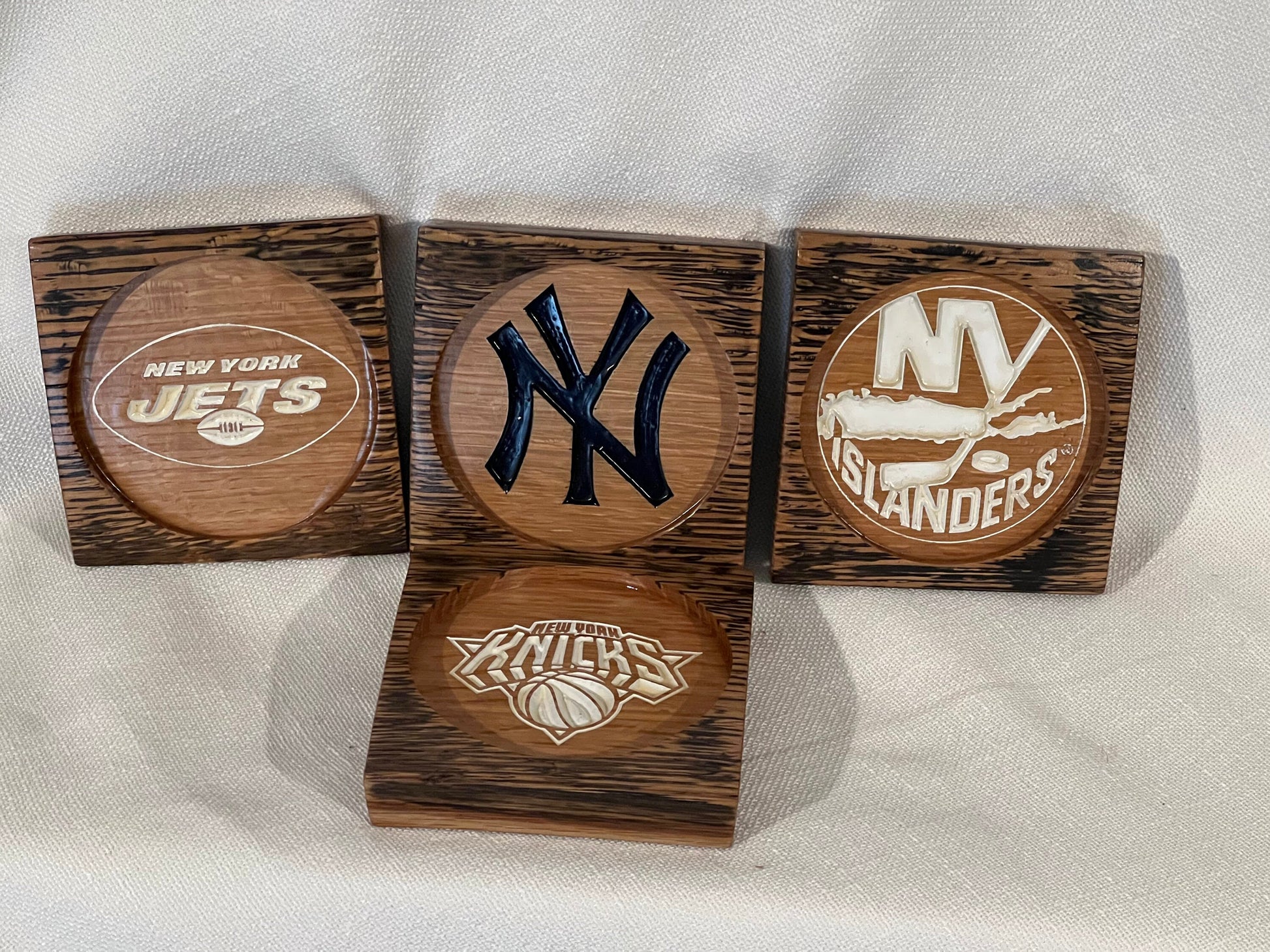 NY Yankees, NY Jets, NY Islanders, NY Knicks coasters