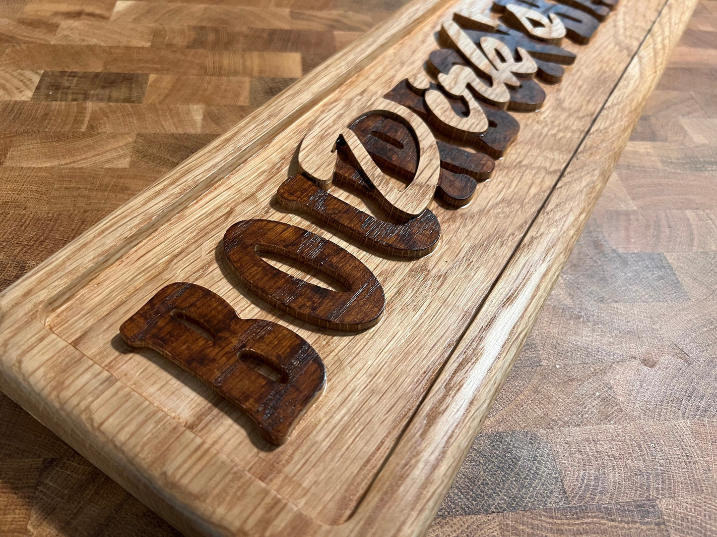 Bourbon Bar sign, personalized, oak wood