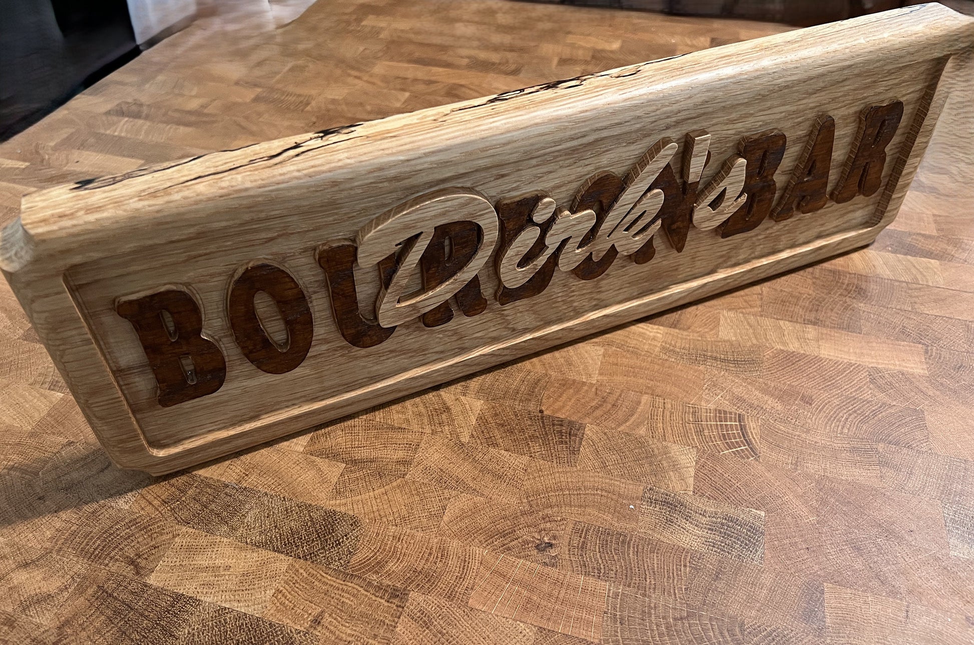 Bourbon Bar sign, personalized, oak wood