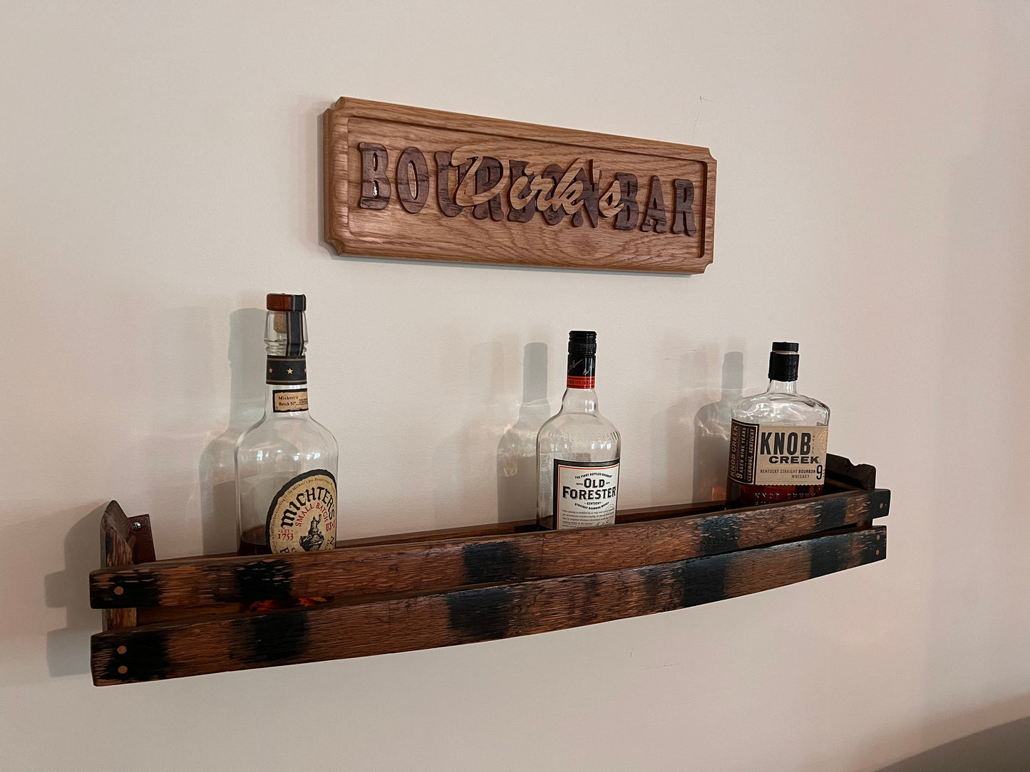 Home Bourbon Bar Sign, Personalized with Name, Oak and Maple available